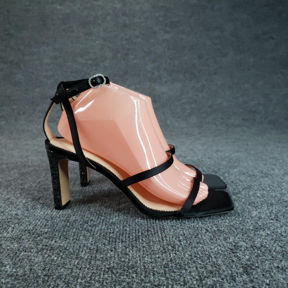 J.CREW Shoes Womens Size 9 Black Strappy Leather‎ Polyester Block Heel BP333